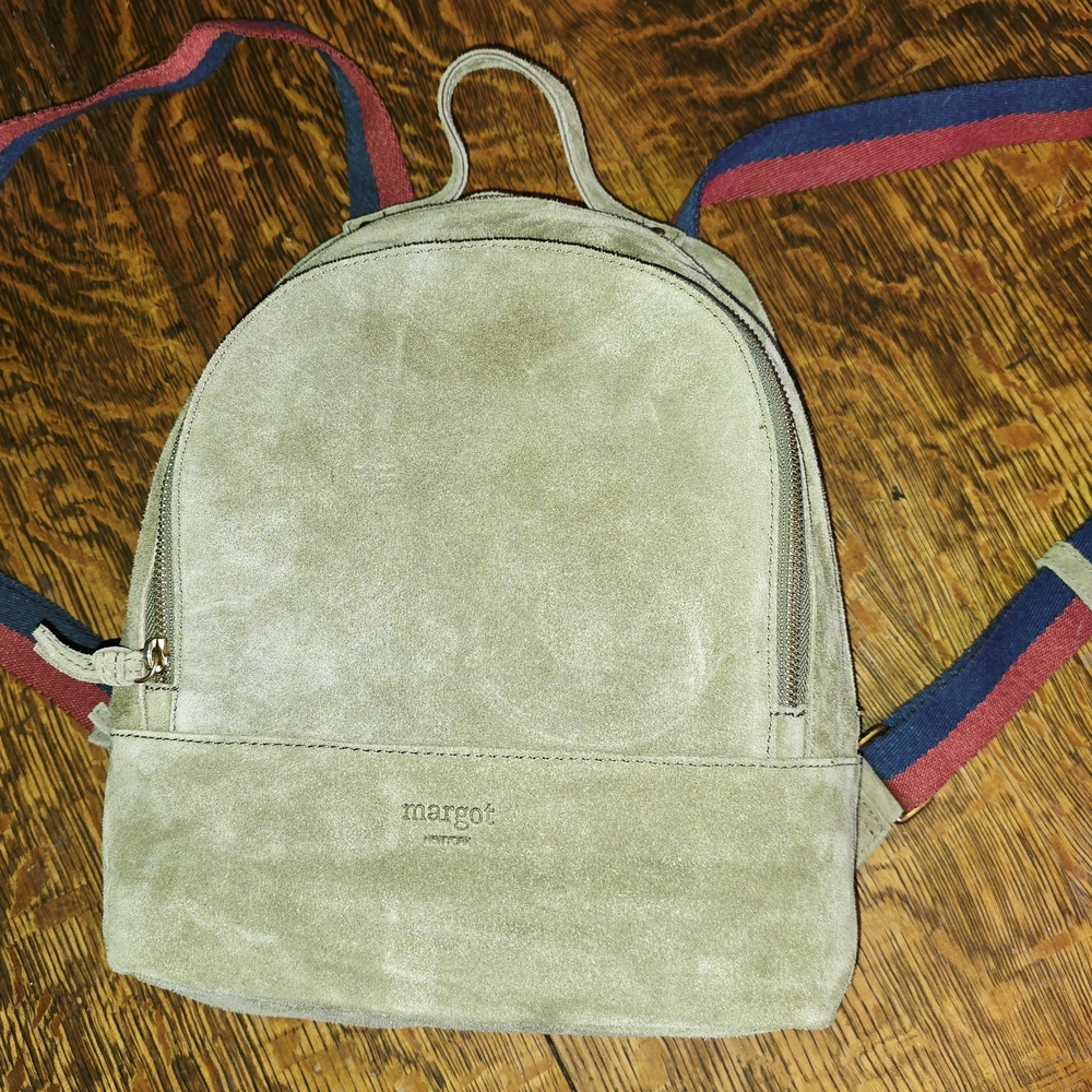 Margot Suede Backpack with Striped Straps